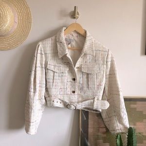 ASOS cropped tweed biker moto jacket. NWOT